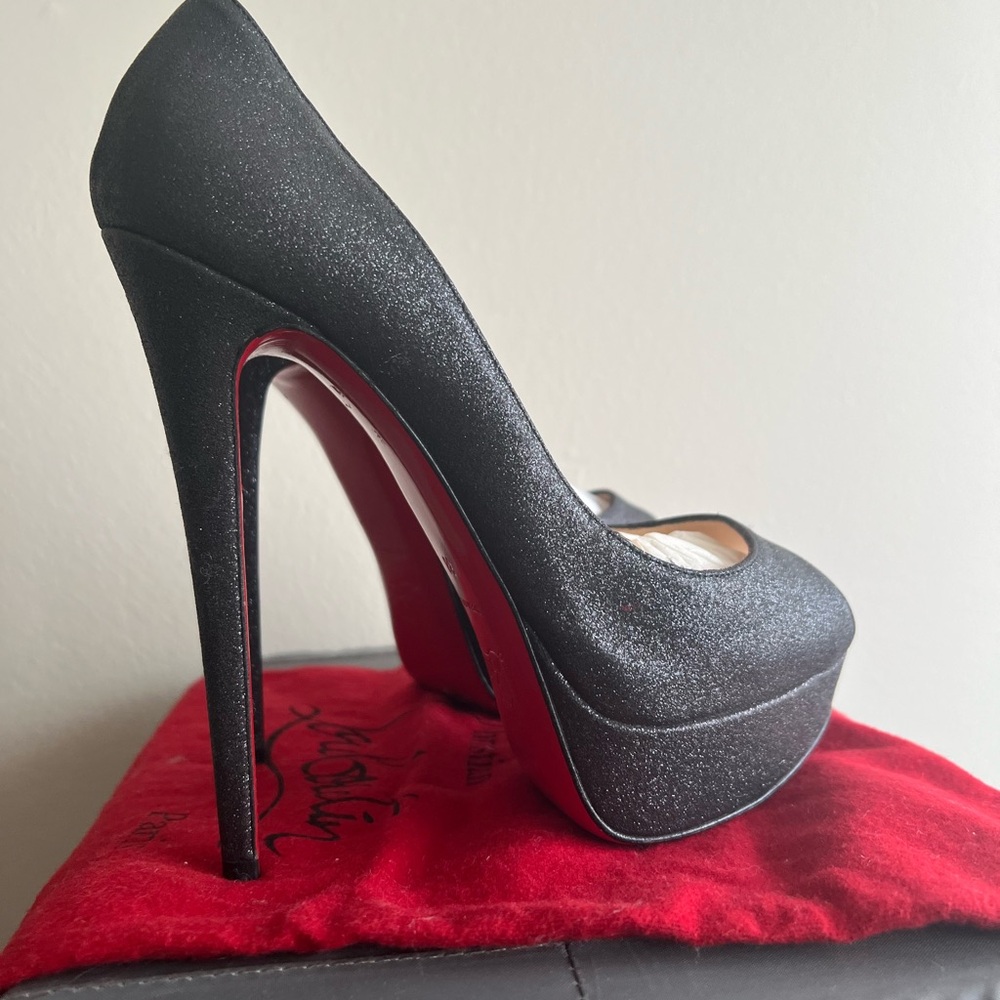 Christian Louboutin Sparkling Black Heels with Red Soles